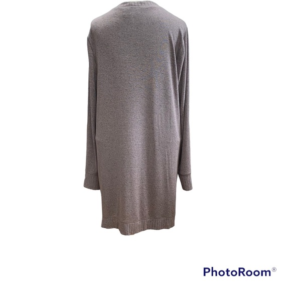 Belle by Kim Gravel Size M Brushed Knit Open Front Cardigan Duster Brown Gray - Picture 2 of 9